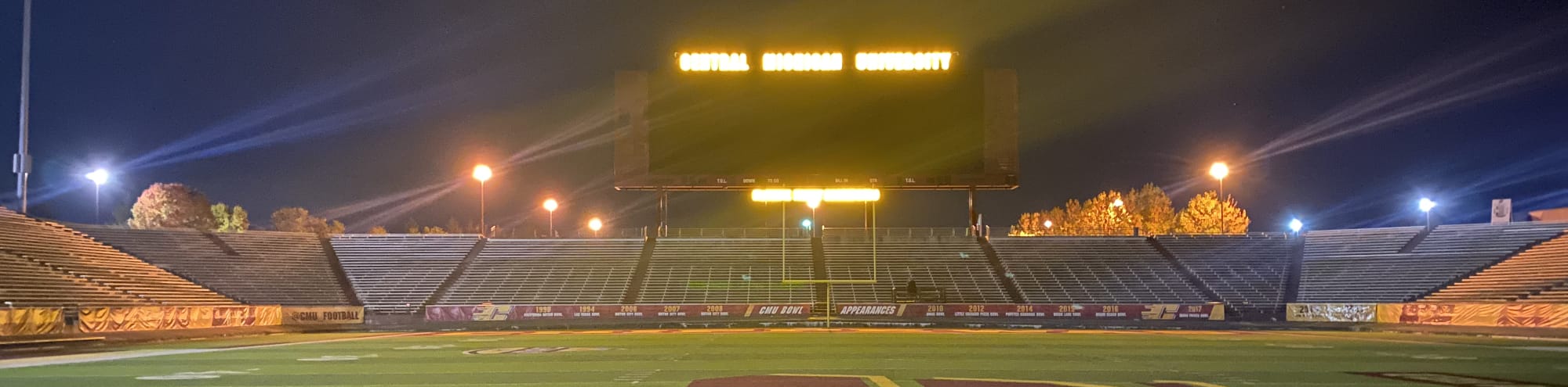 empty football stadium at night under the lights Lehigh Valley